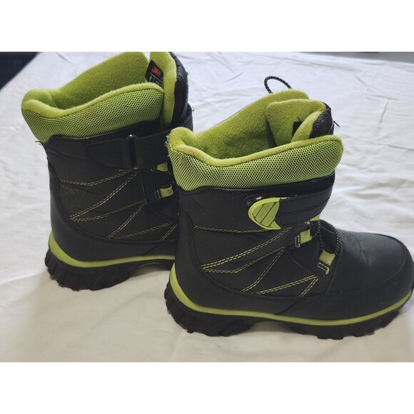 DSG 3M Thinsulate Kids Winter Snow Boots Size 13K Black Green Waterproof Warm - Picture 3 of 6